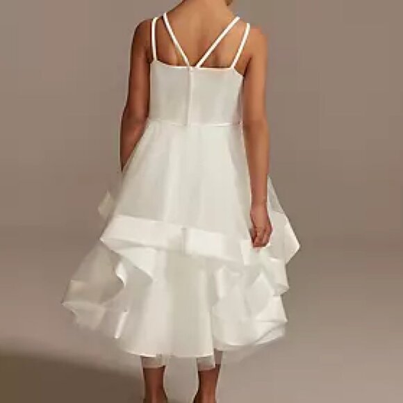 NWT David's Bridal Double Strap Flower Girl Dress with Satin Edge Hem - Picture 3 of 7